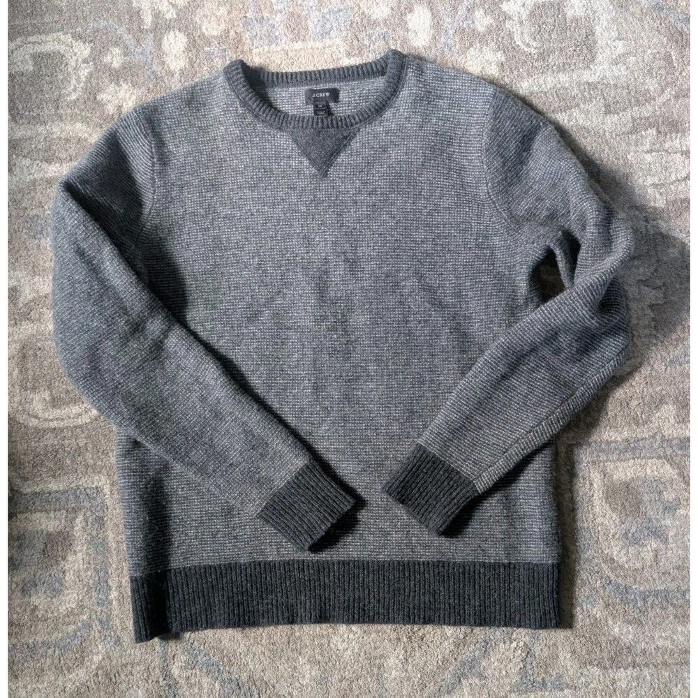 J. Crew Knit Sweater Med 100% Lambs Wool Crewneck Sweatshirt Style Gray